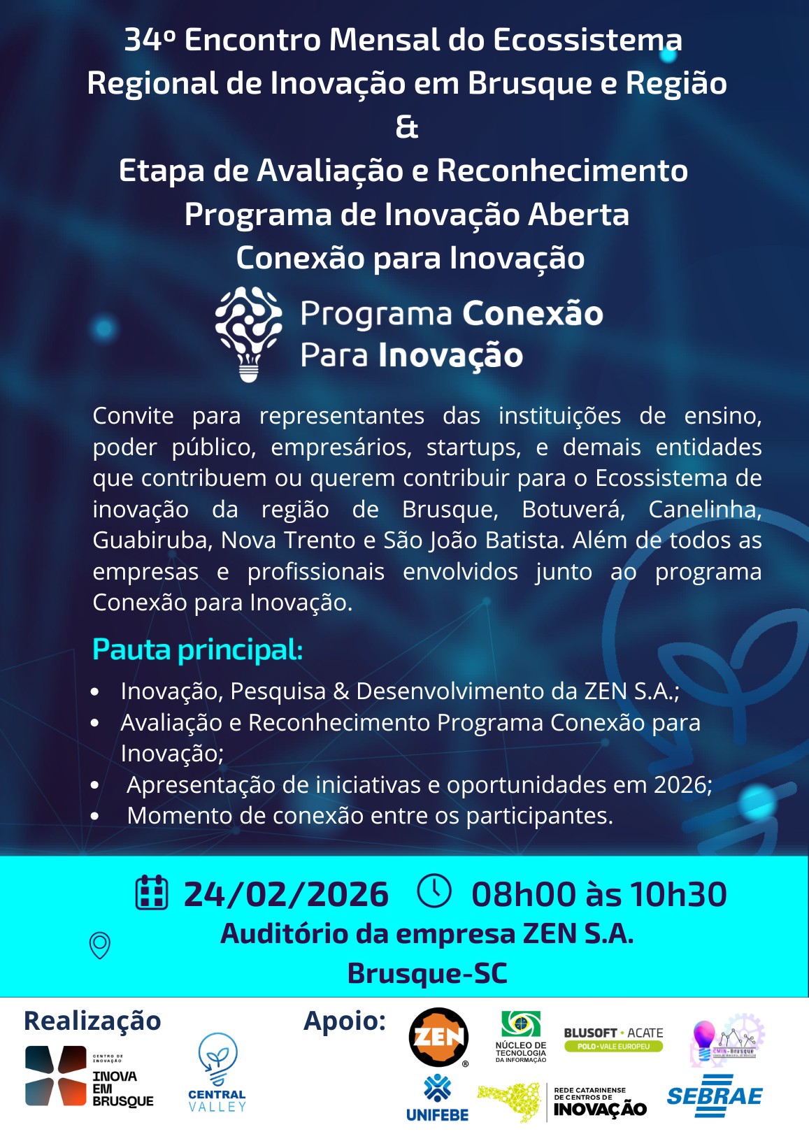 Etapa Programa Conexão para Inovação e 34º Encontro Mensal do Ecossistema Regional de Inovação